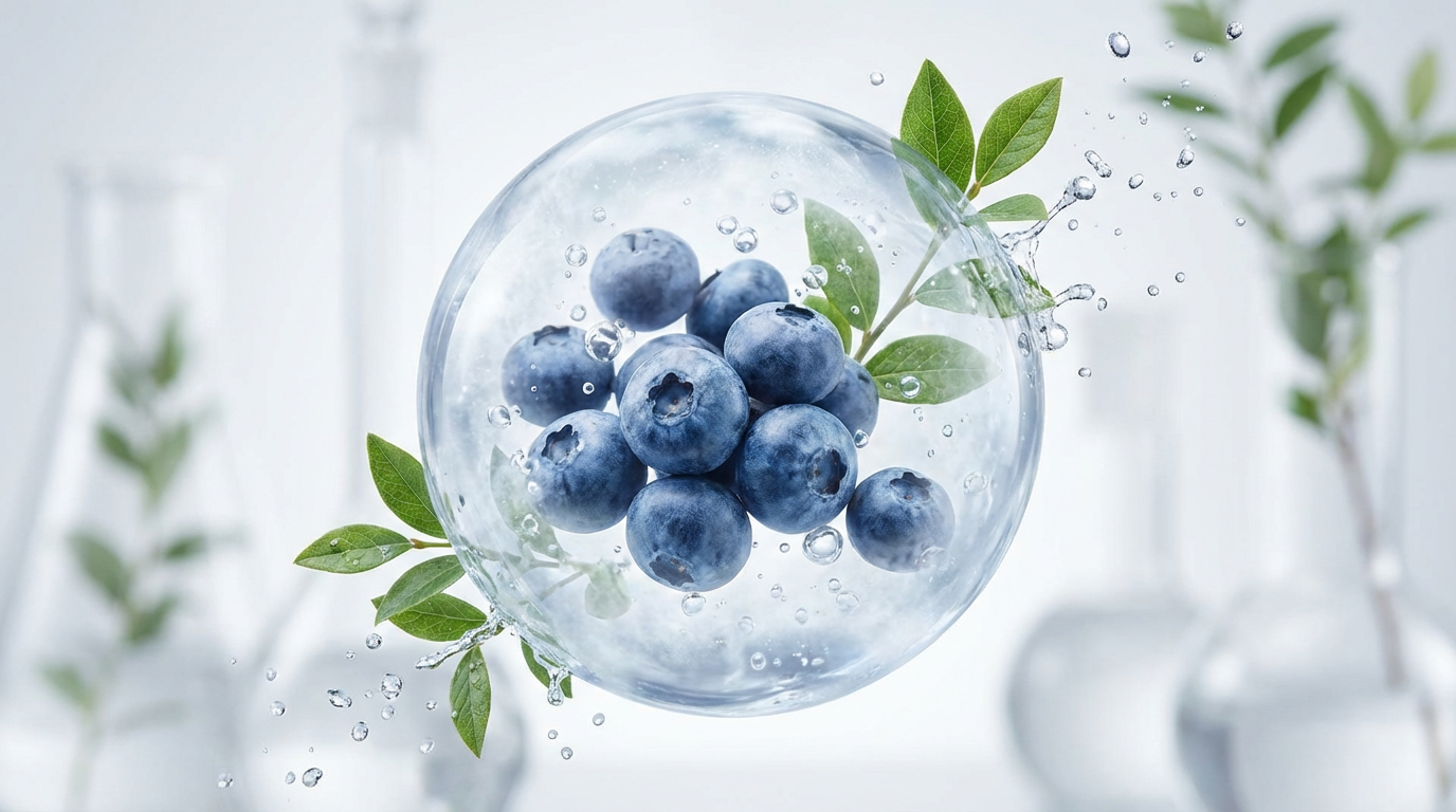 Fresh blueberries splashing in water symbolizing health and vitality